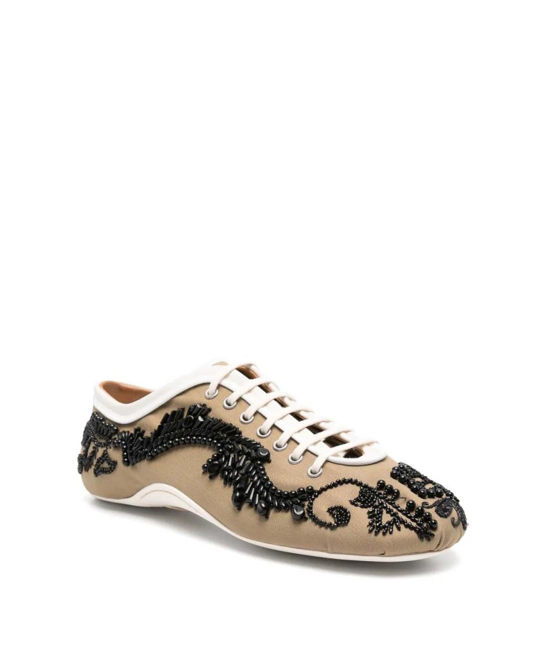 DRIES VAN NOTEN Бежевые текстильные кеды, фото 4