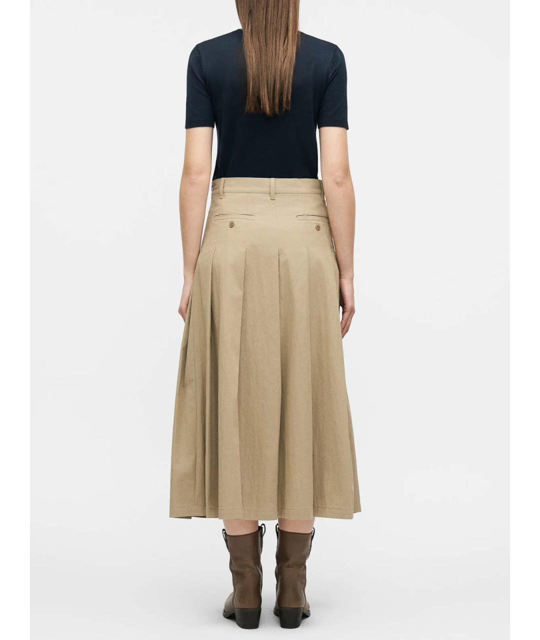 WEEKEND MAX MARA Бежевая хлопковая юбка миди, фото 4