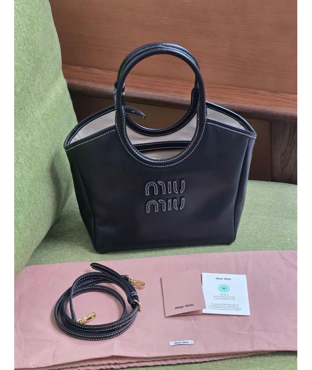 MIU MIU Черная кожаная сумка с короткими ручками, фото 2