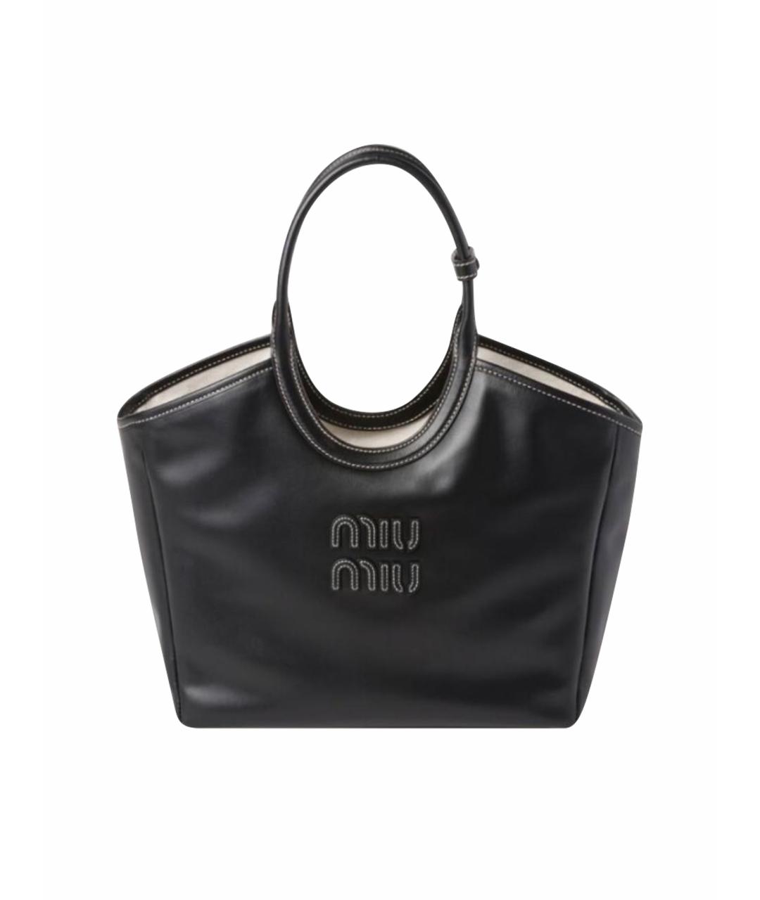 MIU MIU Черная кожаная сумка с короткими ручками, фото 1