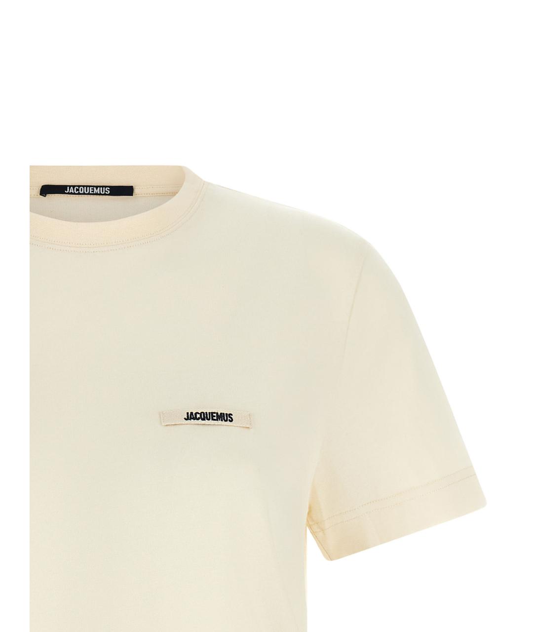 JACQUEMUS Бежевая хлопковая футболка, фото 3