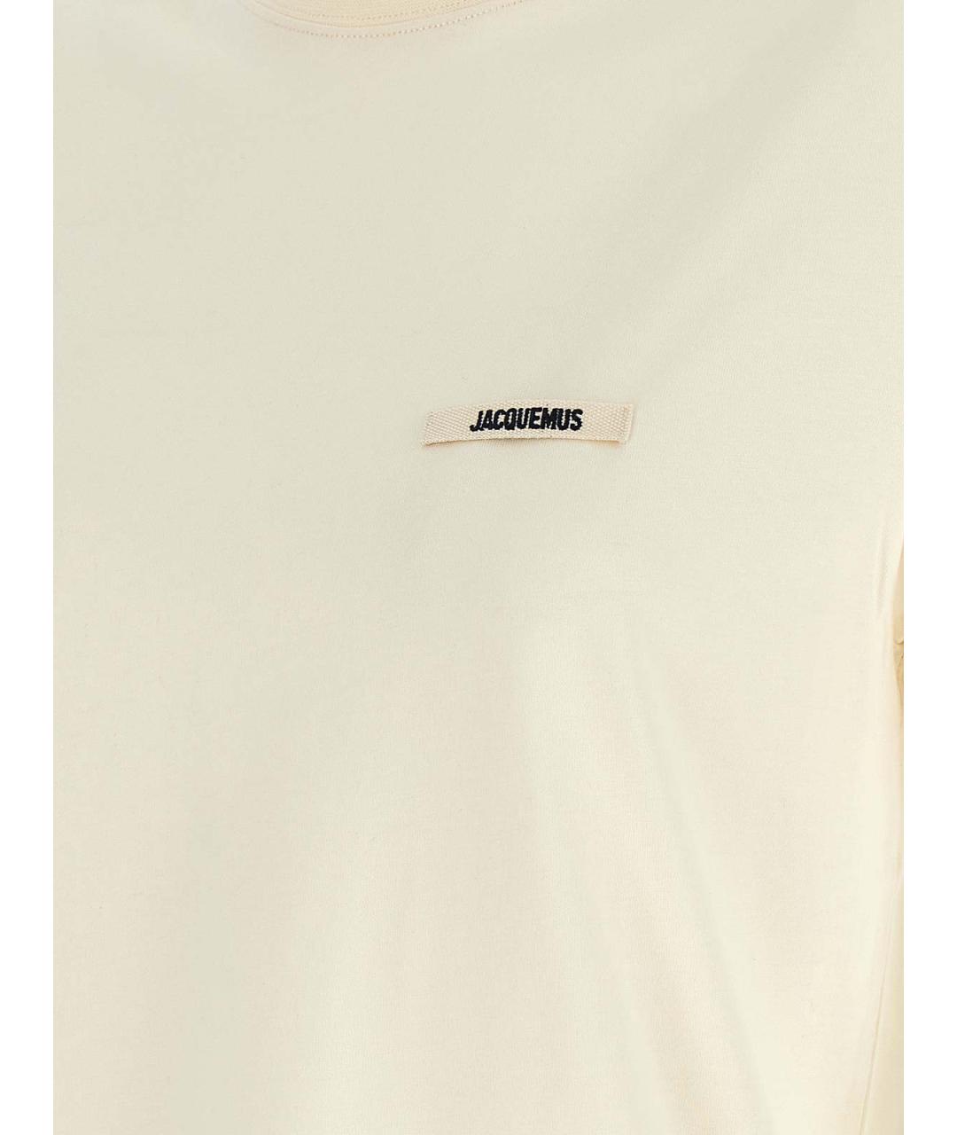 JACQUEMUS Бежевая хлопковая футболка, фото 4