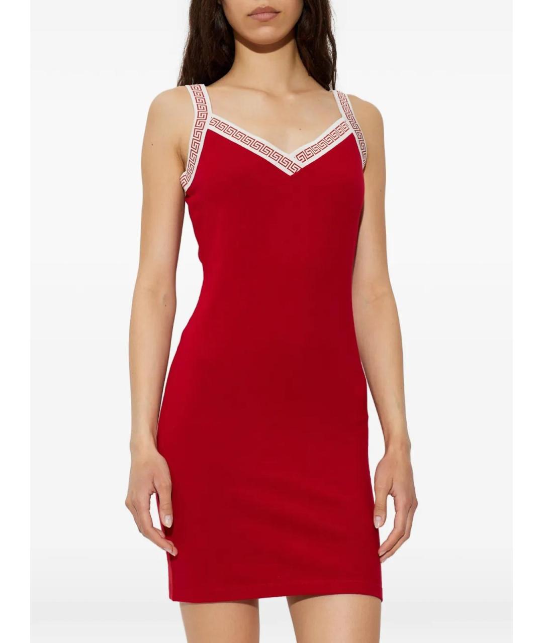 VERSACE Красное хлопковое повседневное платье, фото 3
