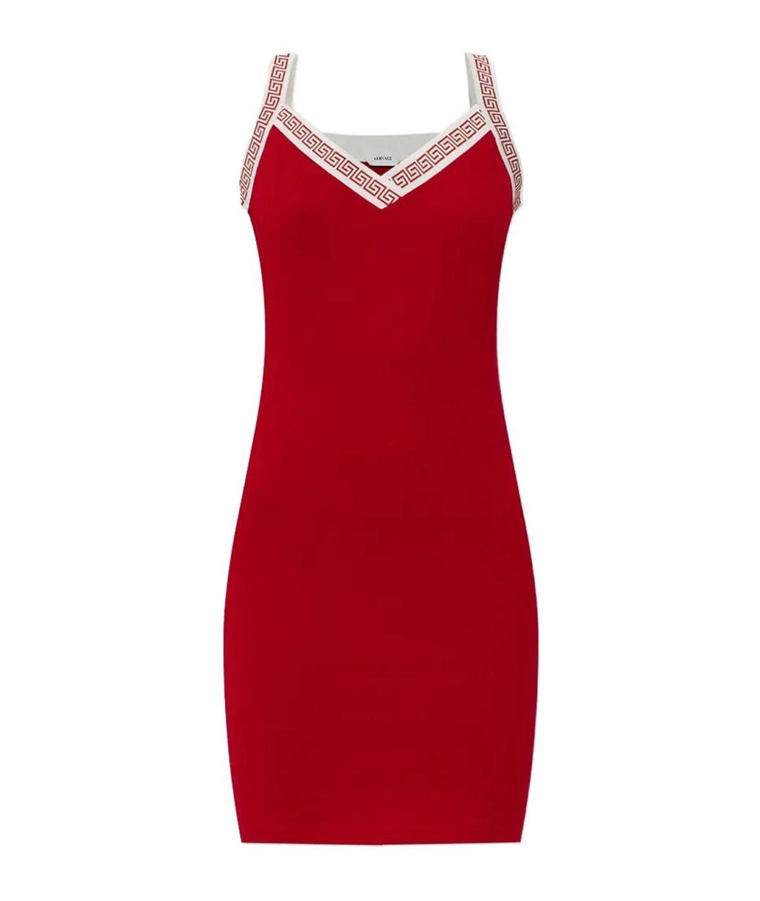 VERSACE Красное хлопковое повседневное платье, фото 1