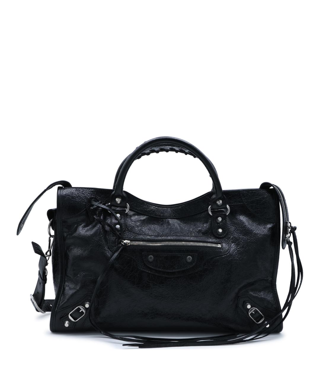 BALENCIAGA Черная кожаная сумка тоут, фото 1