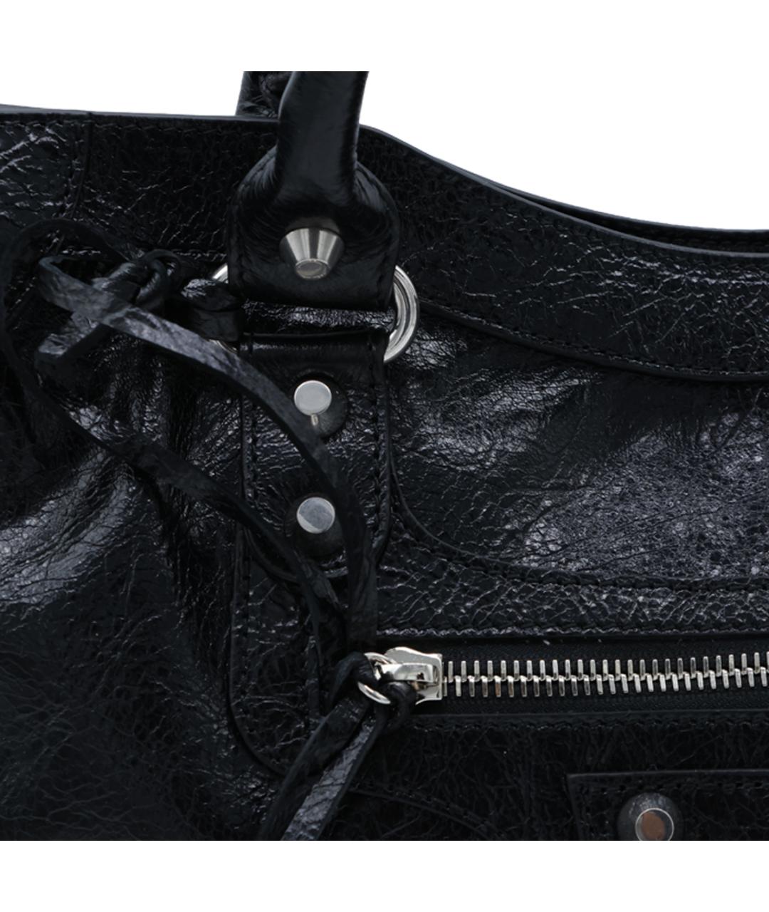 BALENCIAGA Черная кожаная сумка тоут, фото 4