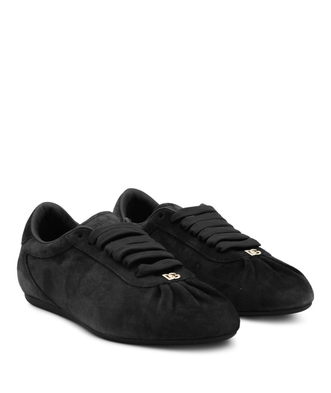 DOLCE&GABBANA Черные кожаные кеды, фото 2