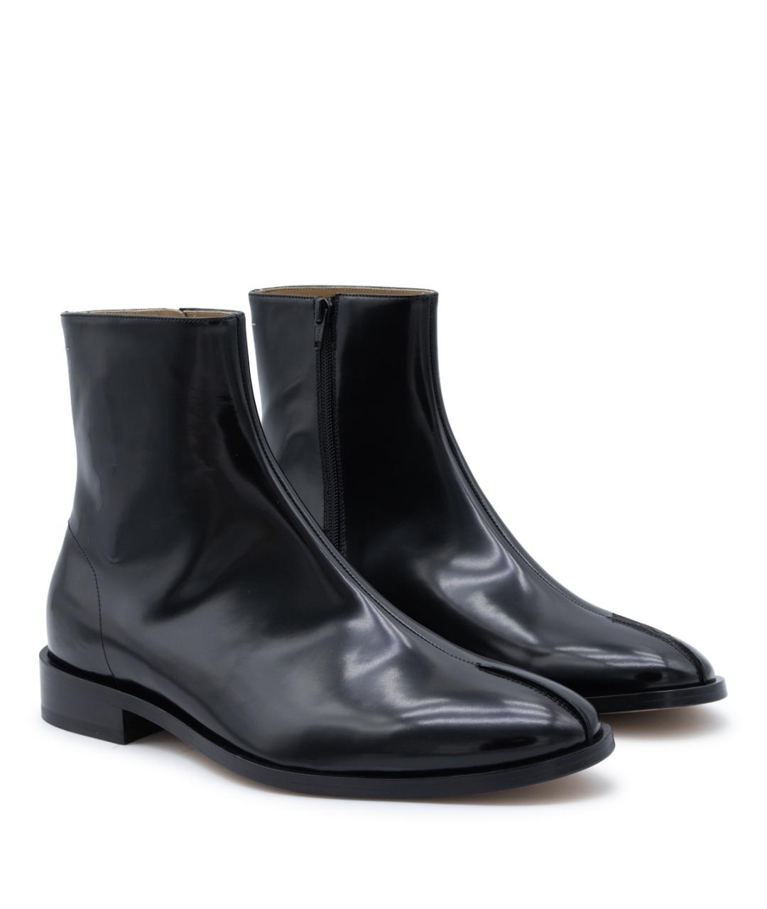 MM6 MAISON MARGIELA Черные кожаные высокие ботинки, фото 3