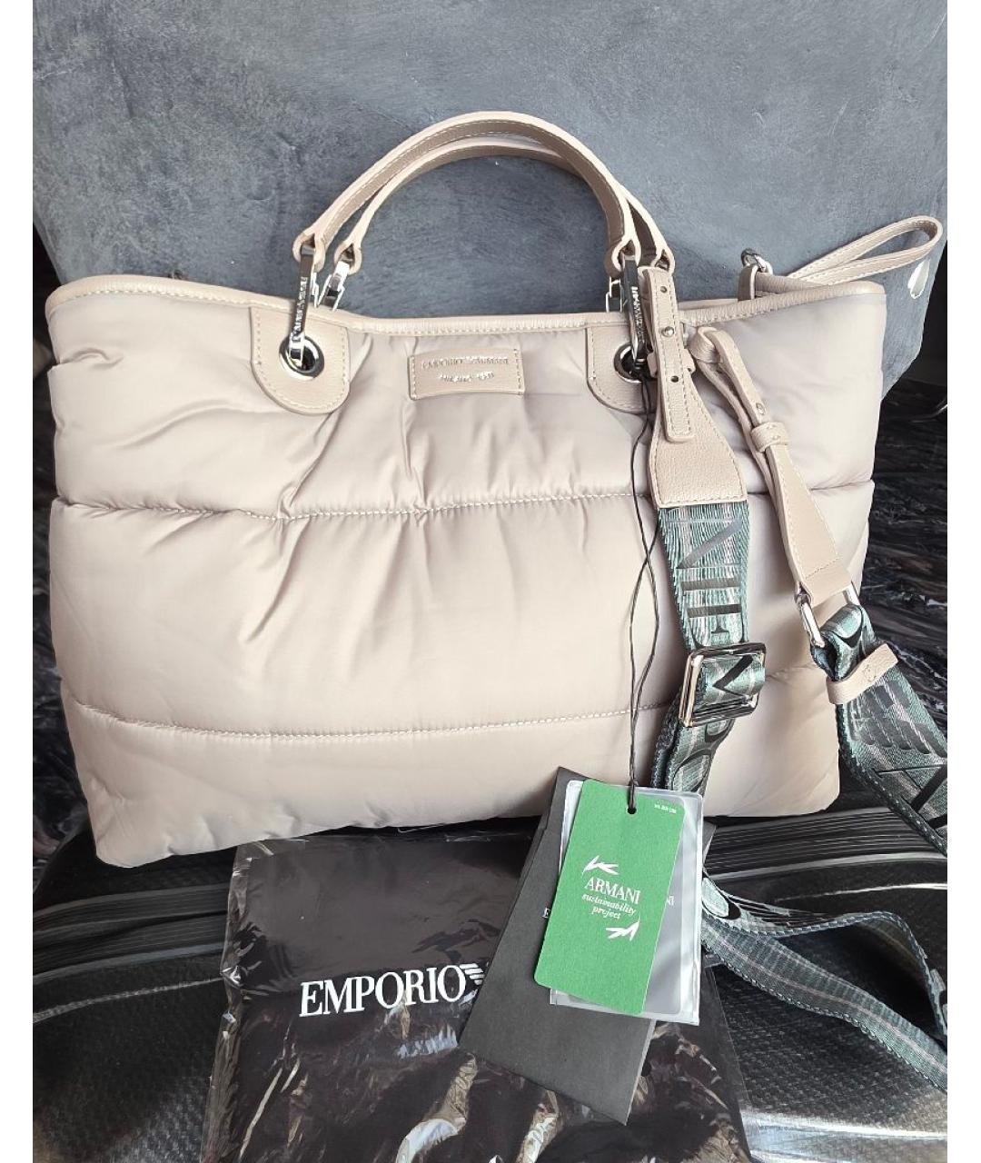 EMPORIO ARMANI Серая нейлоновая сумка с короткими ручками, фото 5