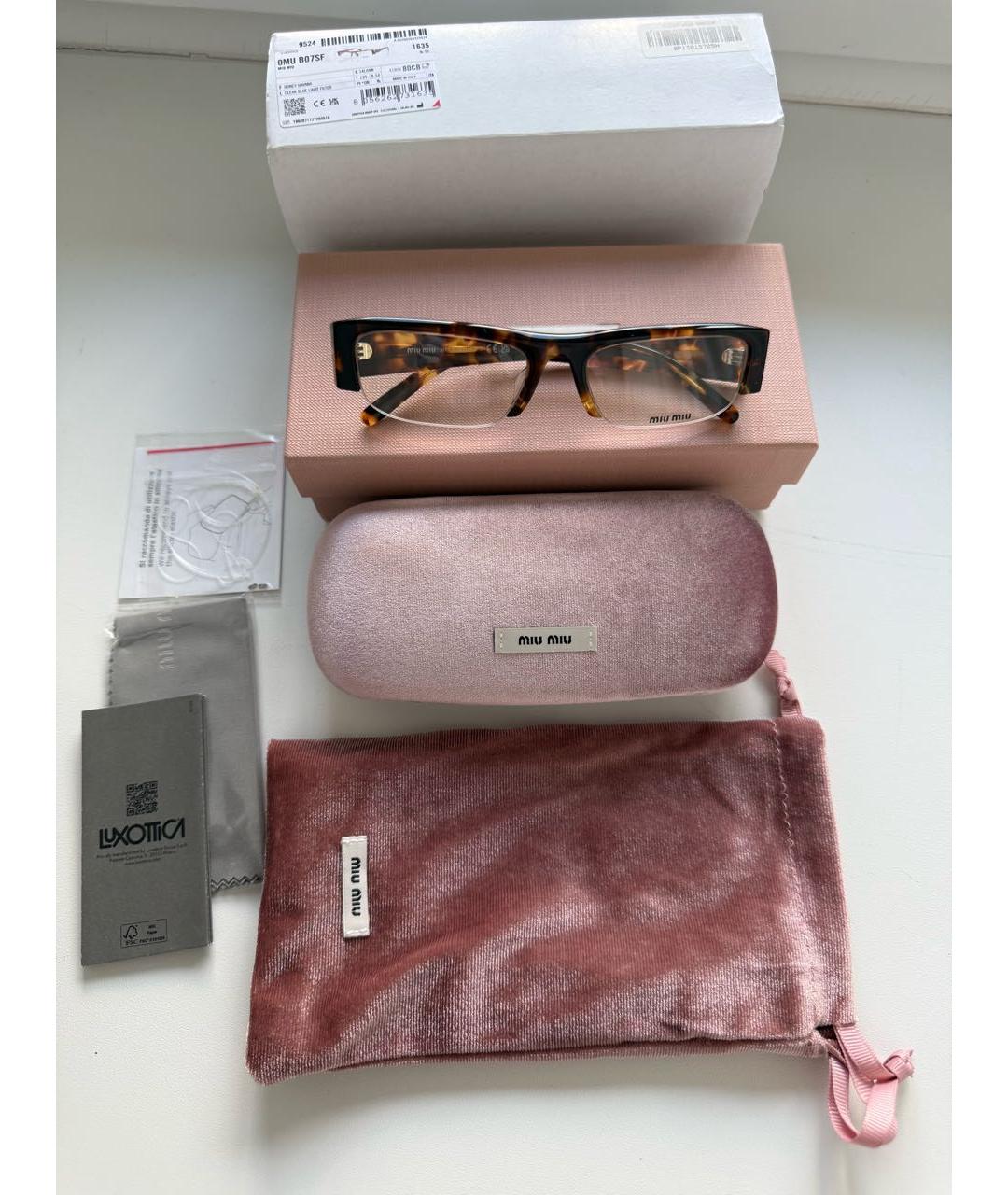MIU MIU Коричневые пластиковые солнцезащитные очки, фото 4