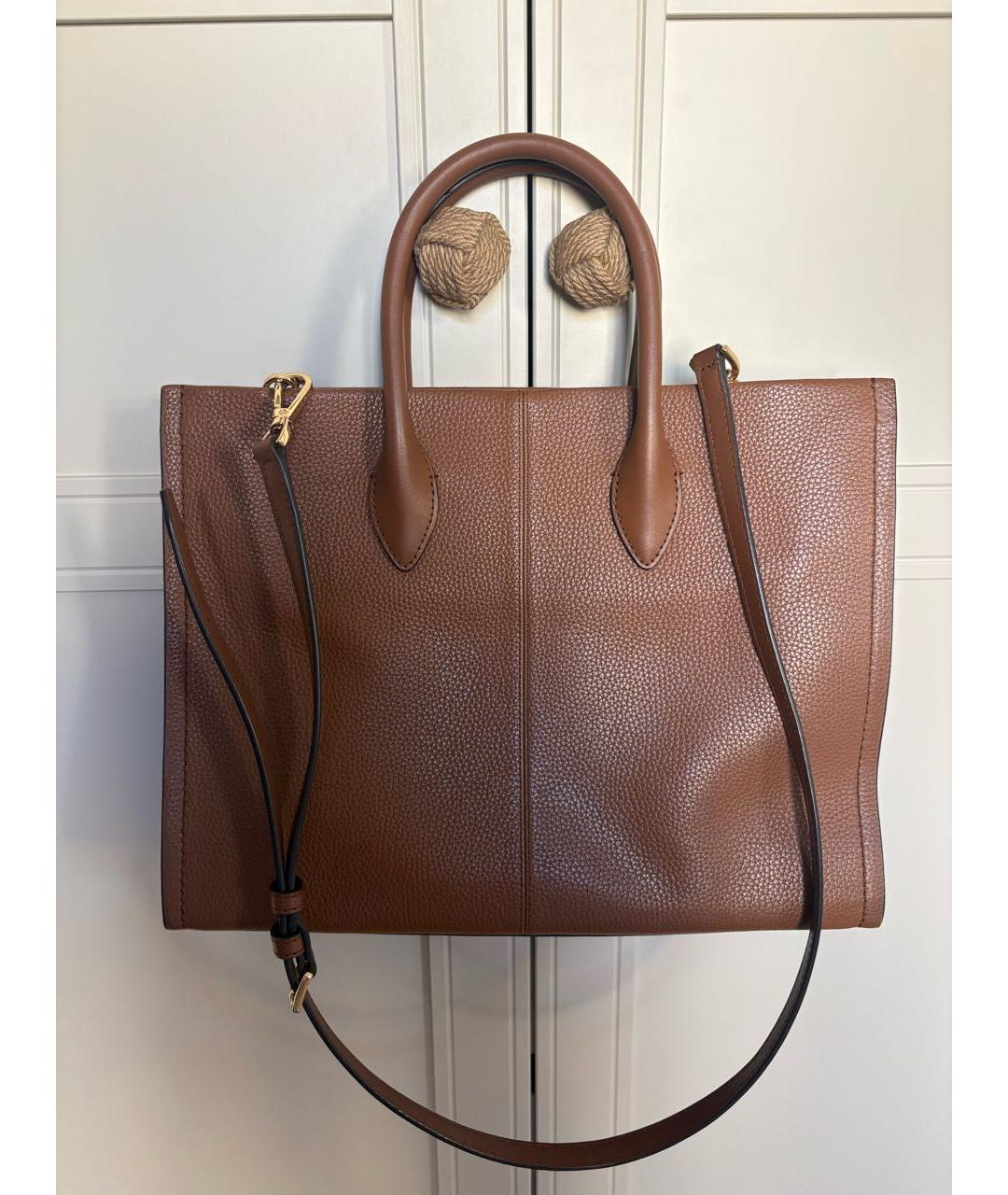 MICHAEL MICHAEL KORS Коричневая кожаная сумка тоут, фото 3