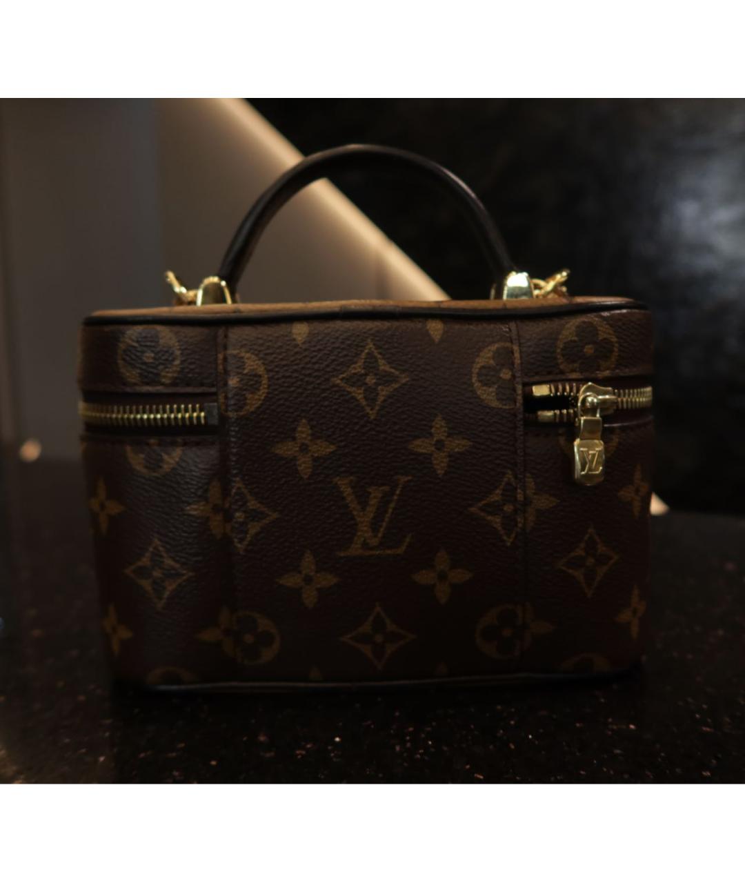 LOUIS VUITTON Коричневая кожаная сумка с короткими ручками, фото 3