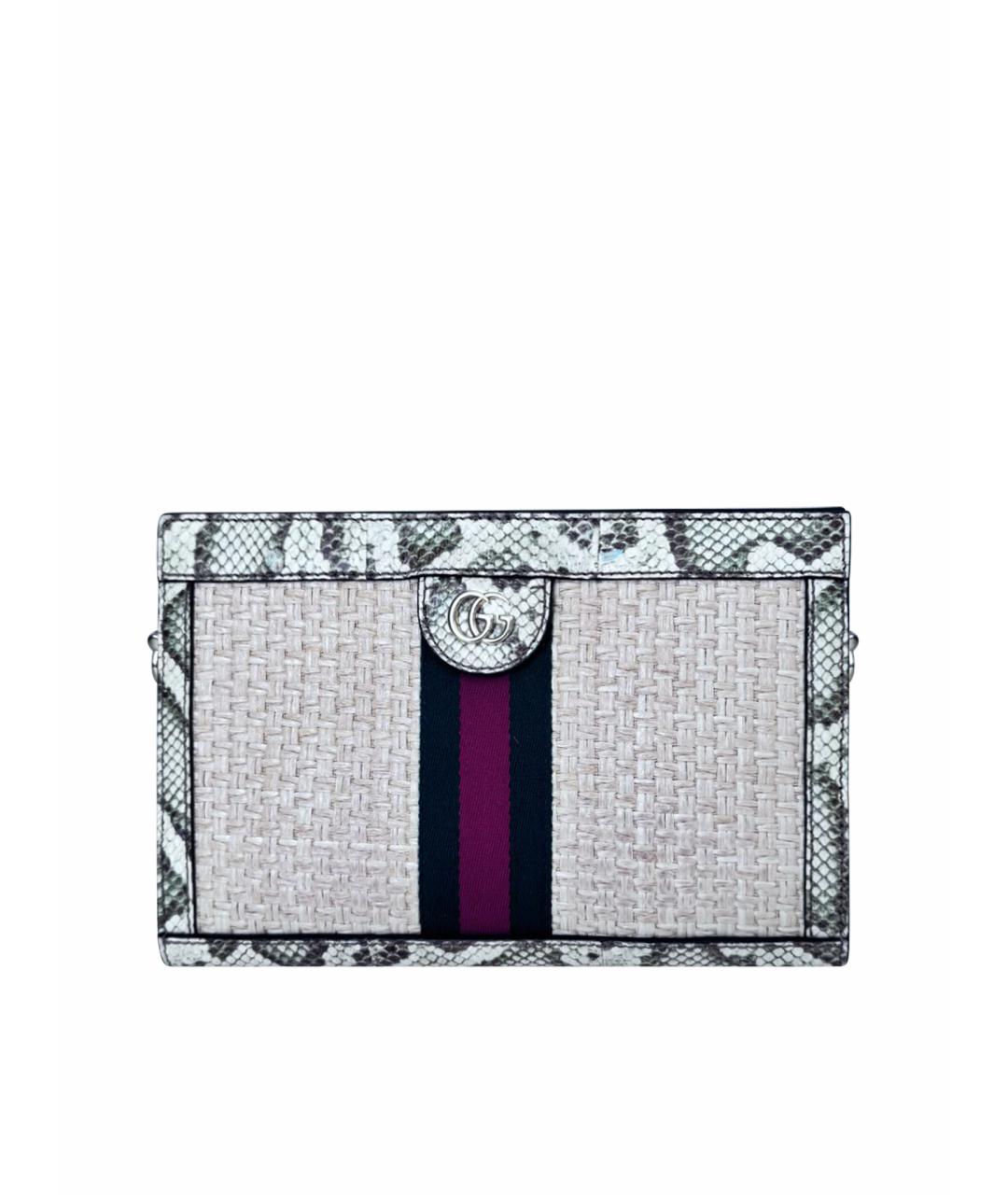 GUCCI Бежевая сумка через плечо из кожи питона, фото 1