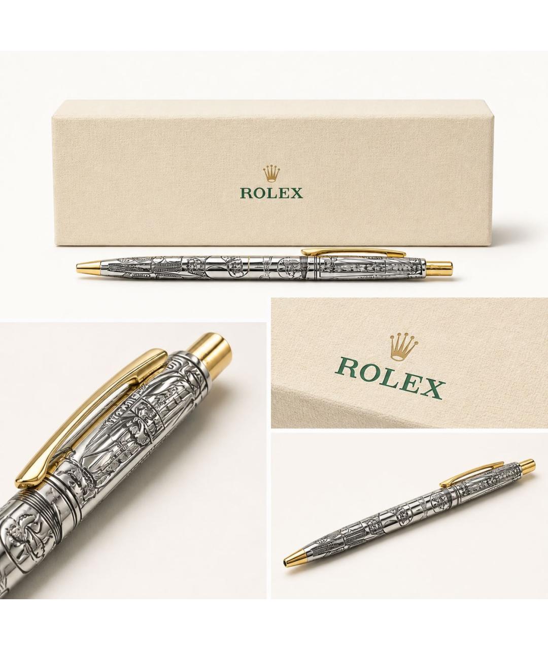 ROLEX Золотая металлическая шариковая ручка, фото 2