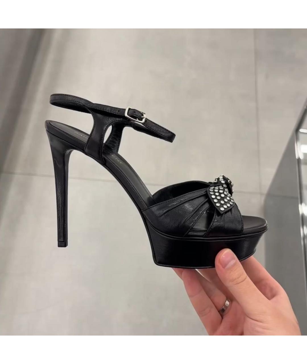 SAINT LAURENT Черные кожаные босоножки, фото 3