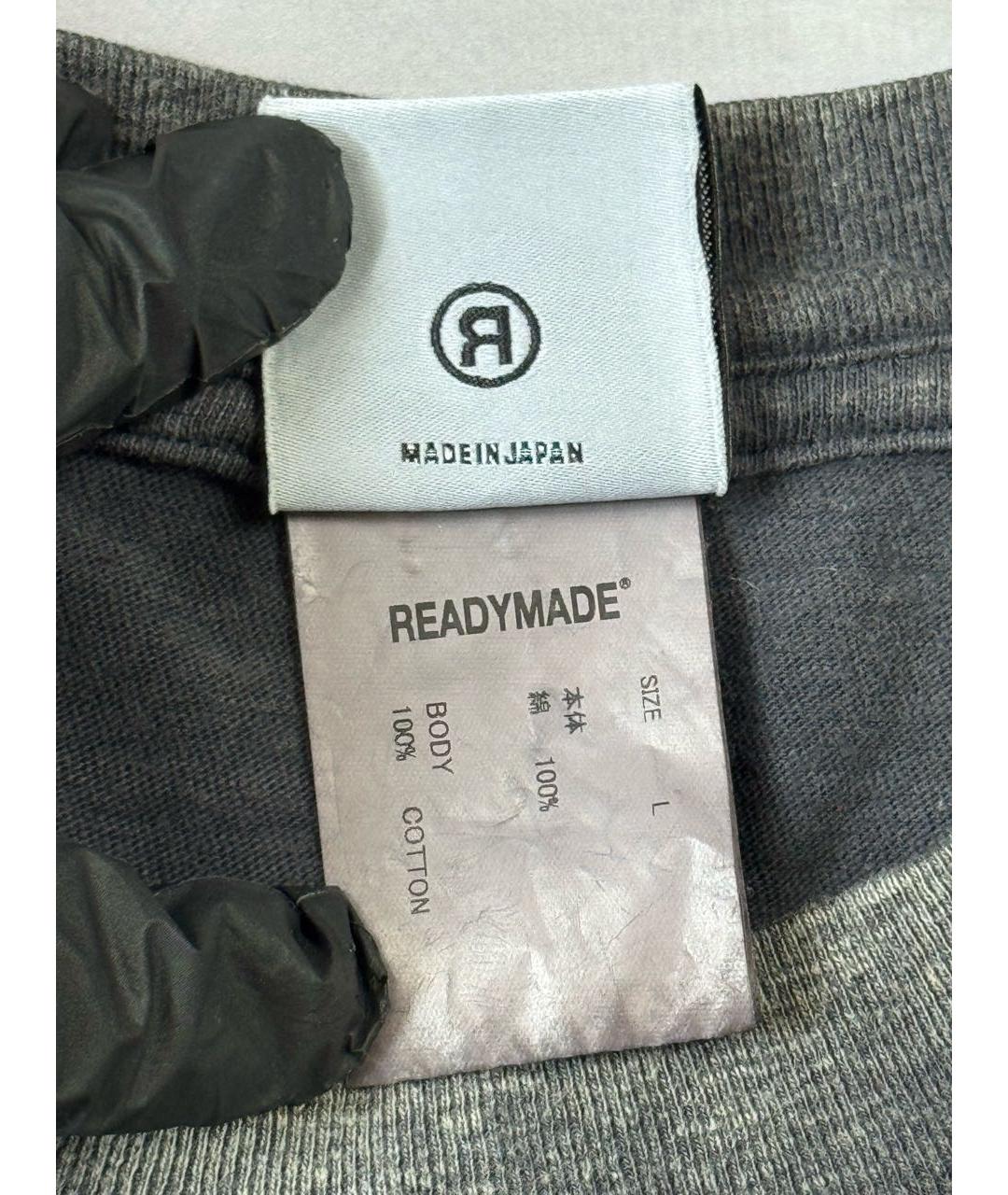 READYMADE Антрацитовая хлопковая футболка, фото 7