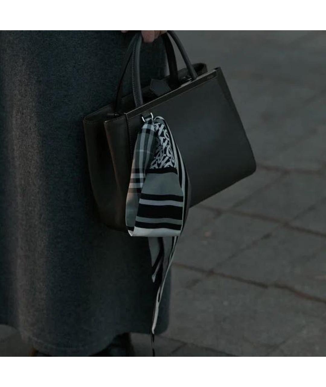 FENDI Антрацитовая кожаная сумка тоут, фото 5