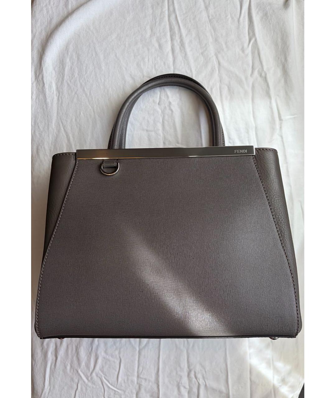 FENDI Антрацитовая кожаная сумка тоут, фото 6