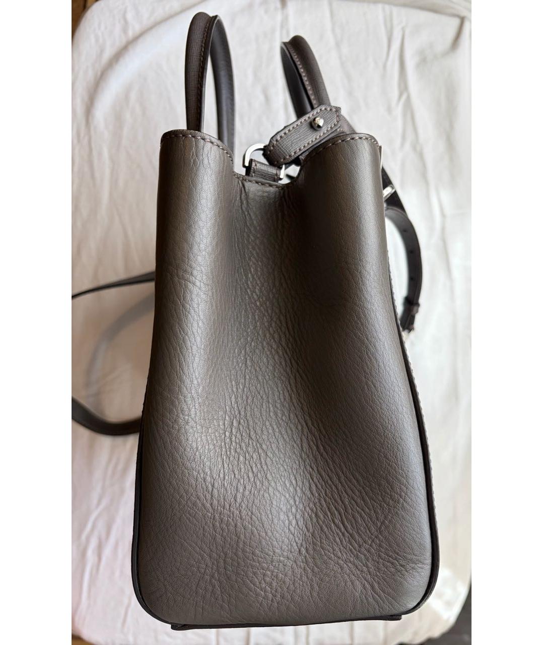 FENDI Антрацитовая кожаная сумка тоут, фото 2