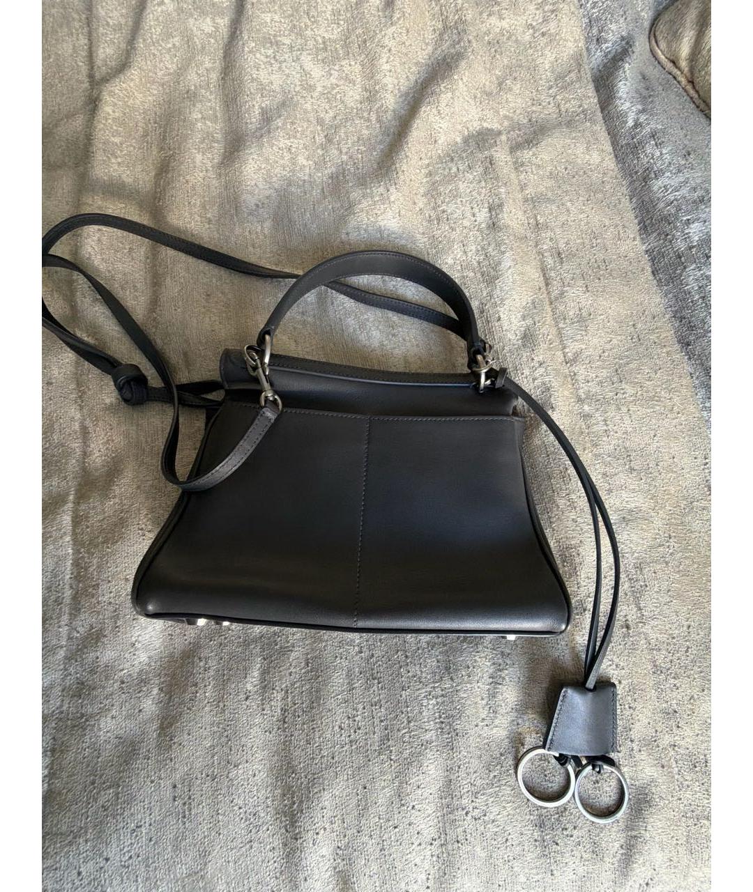 BALENCIAGA Антрацитовая кожаная сумка через плечо, фото 2