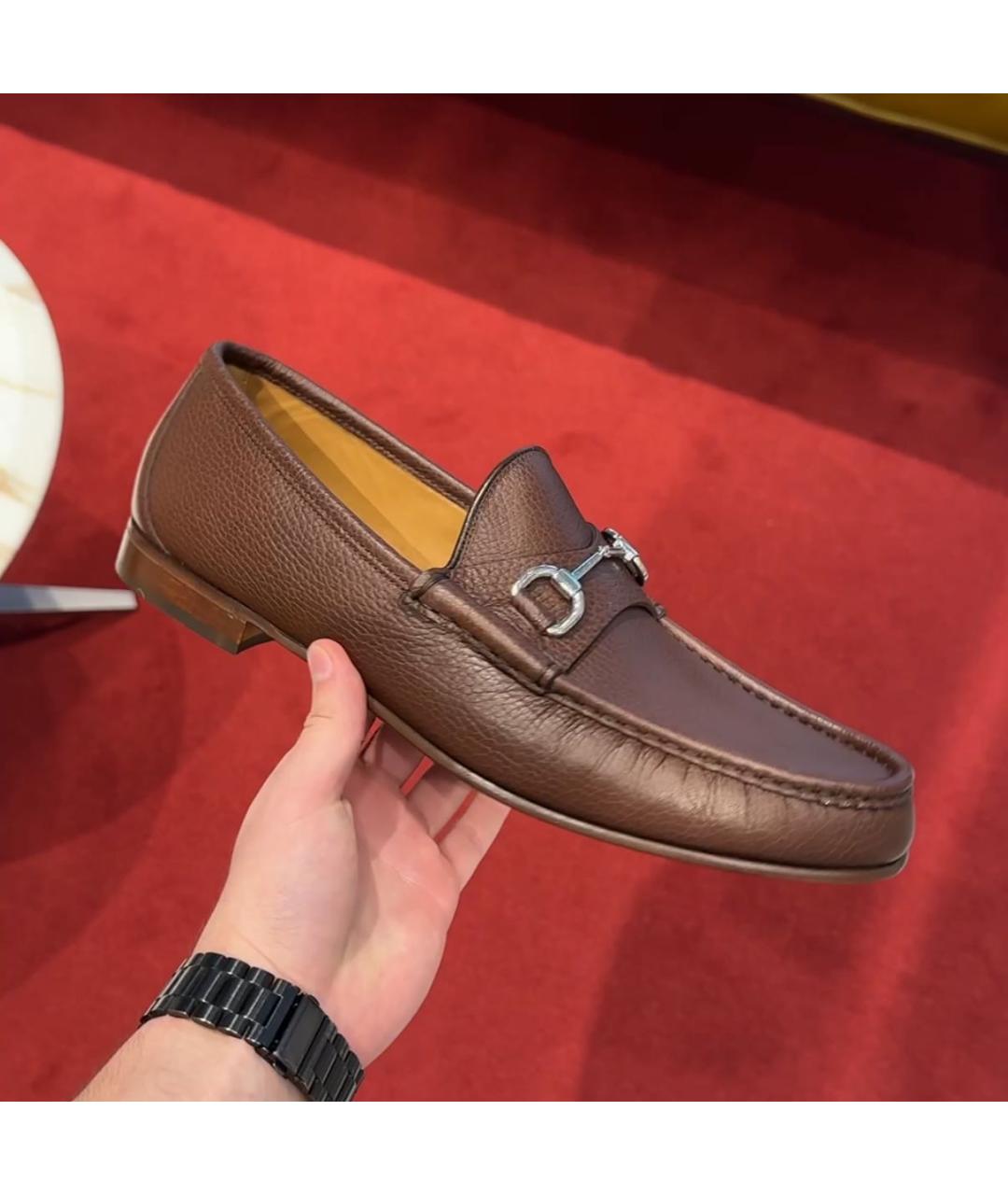 GUCCI Коричневые кожаные лоферы, фото 3