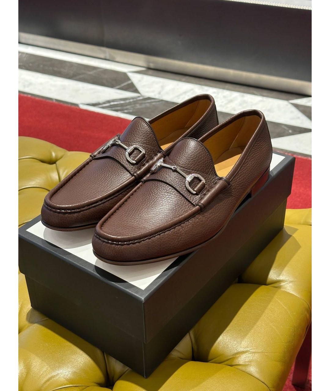 GUCCI Коричневые кожаные лоферы, фото 2