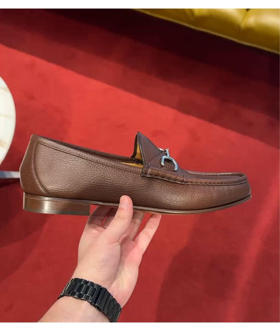 GUCCI Коричневые кожаные лоферы, фото 5