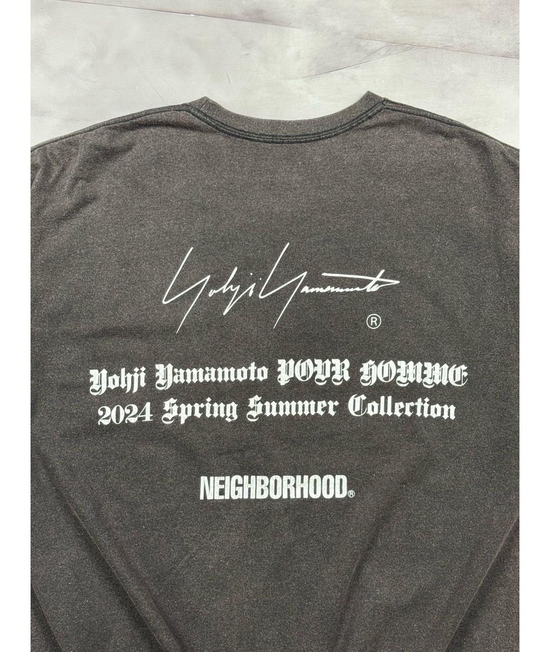 YOHJI YAMAMOTO Антрацитовая хлопковая футболка, фото 4