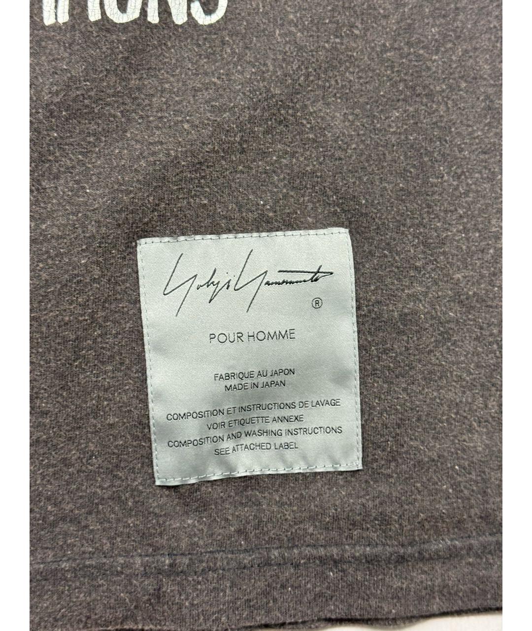YOHJI YAMAMOTO Антрацитовая хлопковая футболка, фото 6