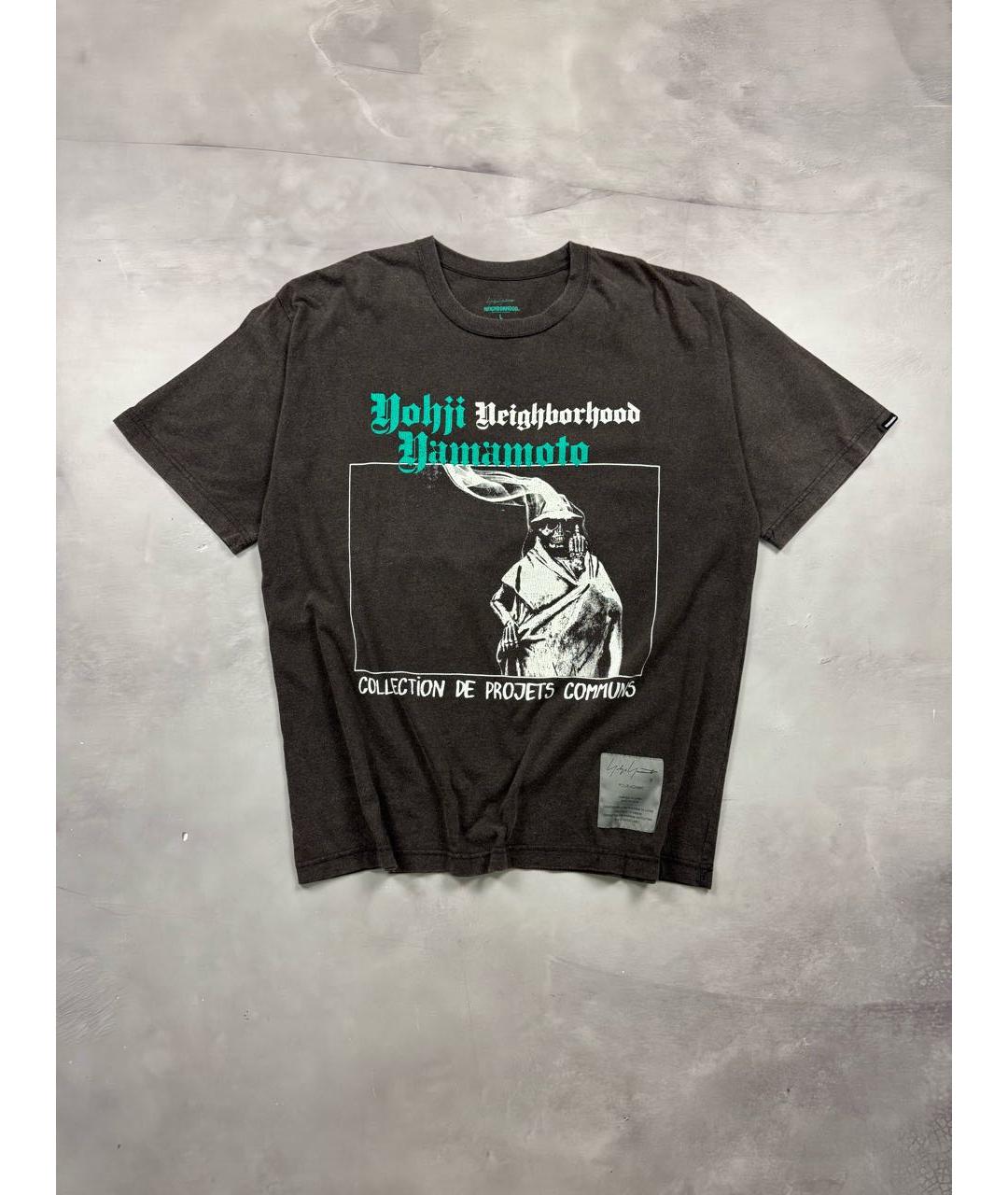 YOHJI YAMAMOTO Антрацитовая хлопковая футболка, фото 9