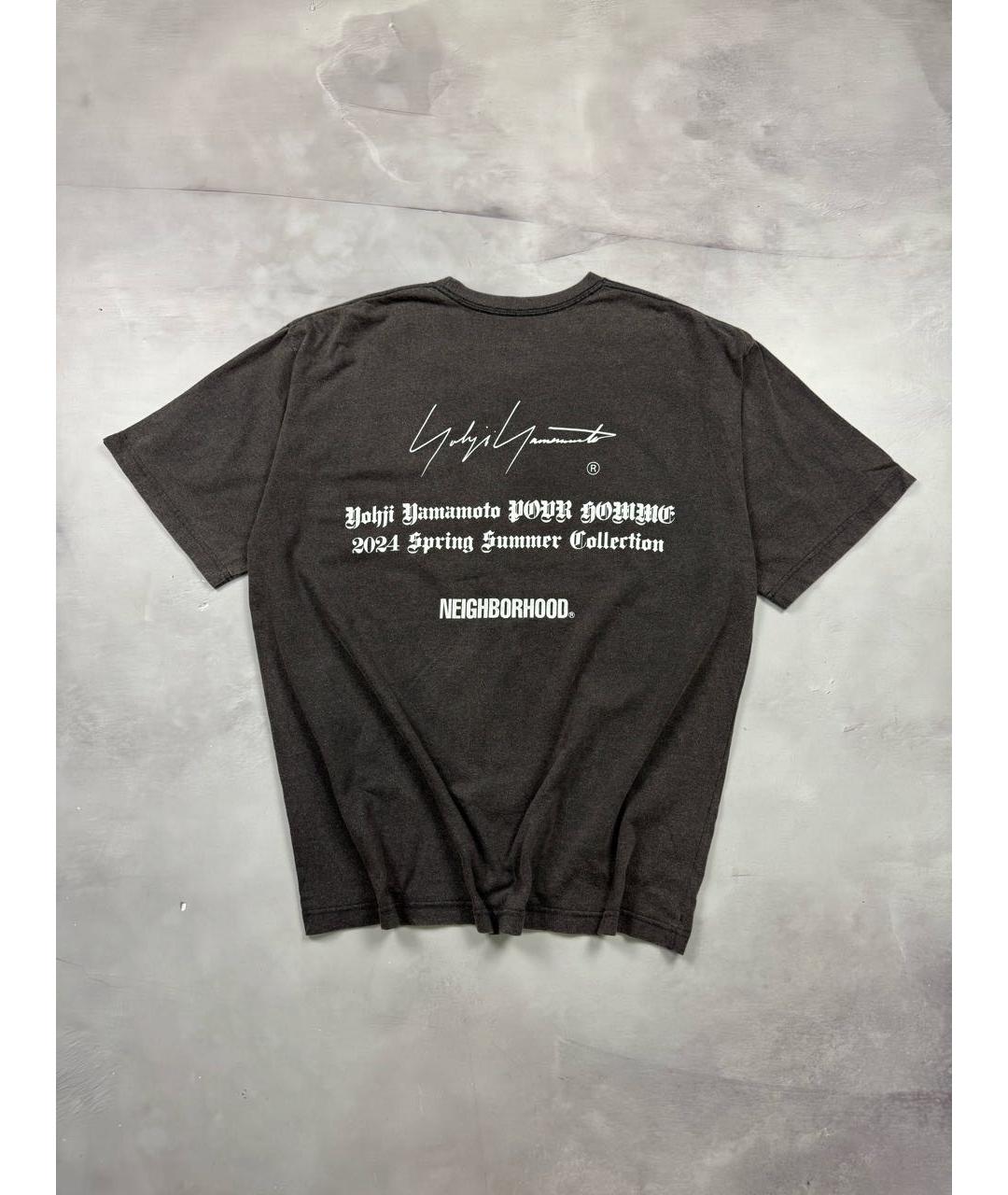 YOHJI YAMAMOTO Антрацитовая хлопковая футболка, фото 2