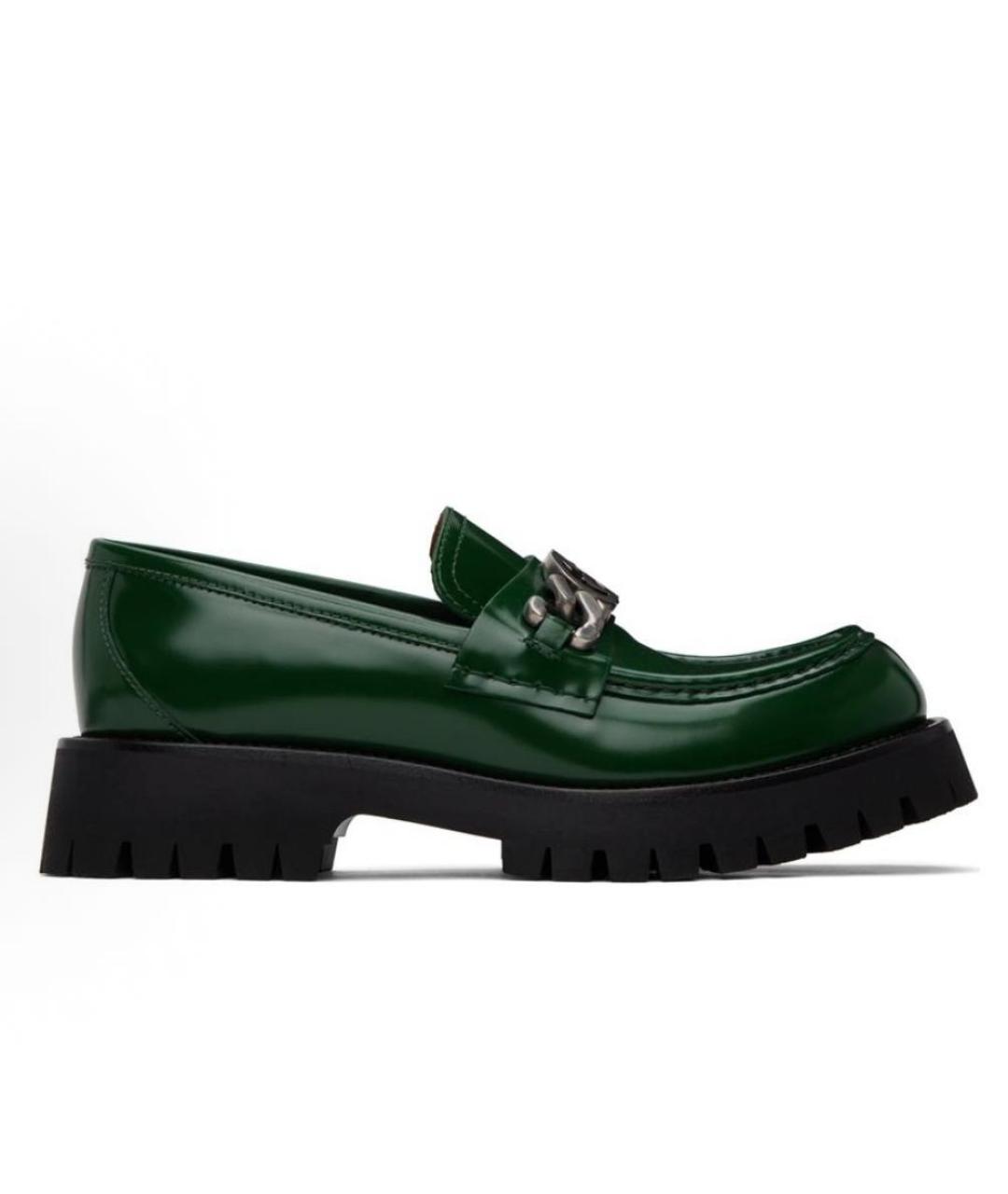 GUCCI Зеленые кожаные лоферы, фото 6