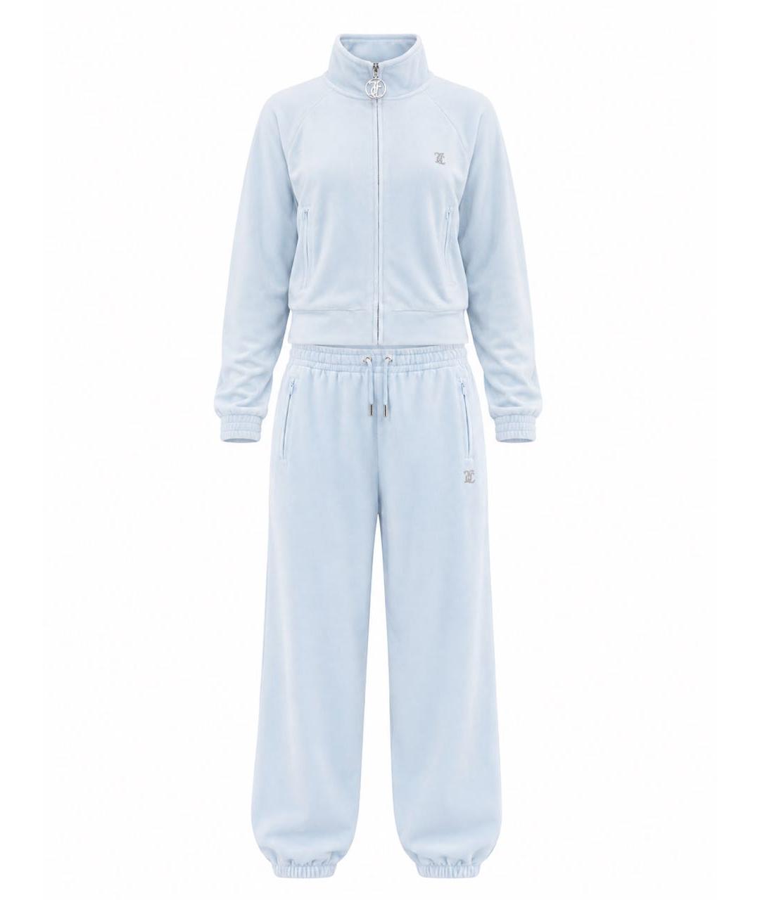 JUICY COUTURE Голубой велюровый костюм с брюками, фото 1
