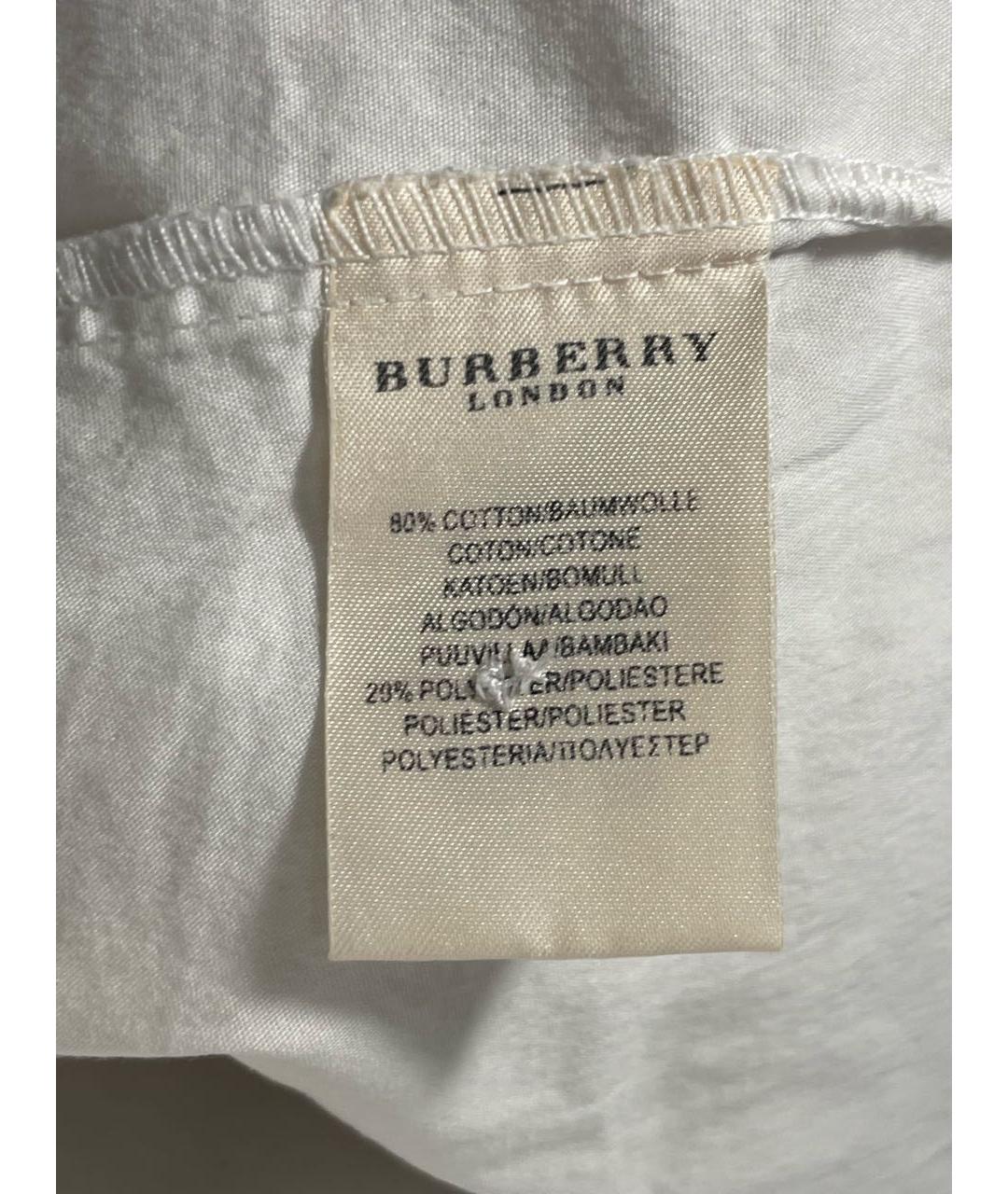 BURBERRY Белая хлопковая рубашка, фото 4