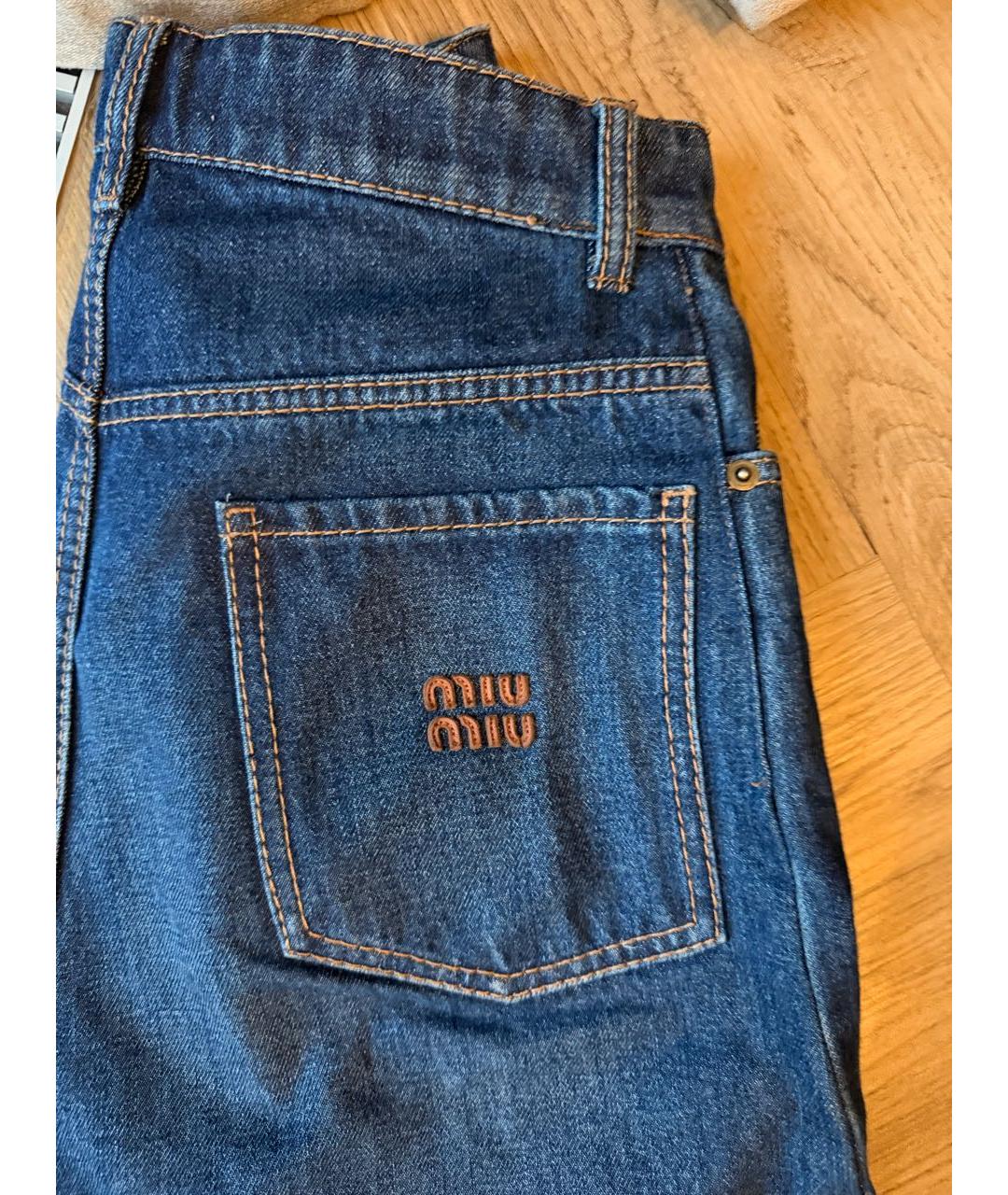MIU MIU Темно-синие хлопковые прямые джинсы, фото 7
