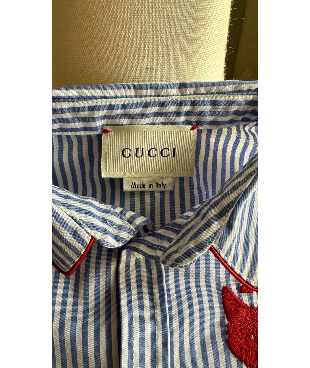 GUCCI Голубая хлопковая детская рубашка, фото 5