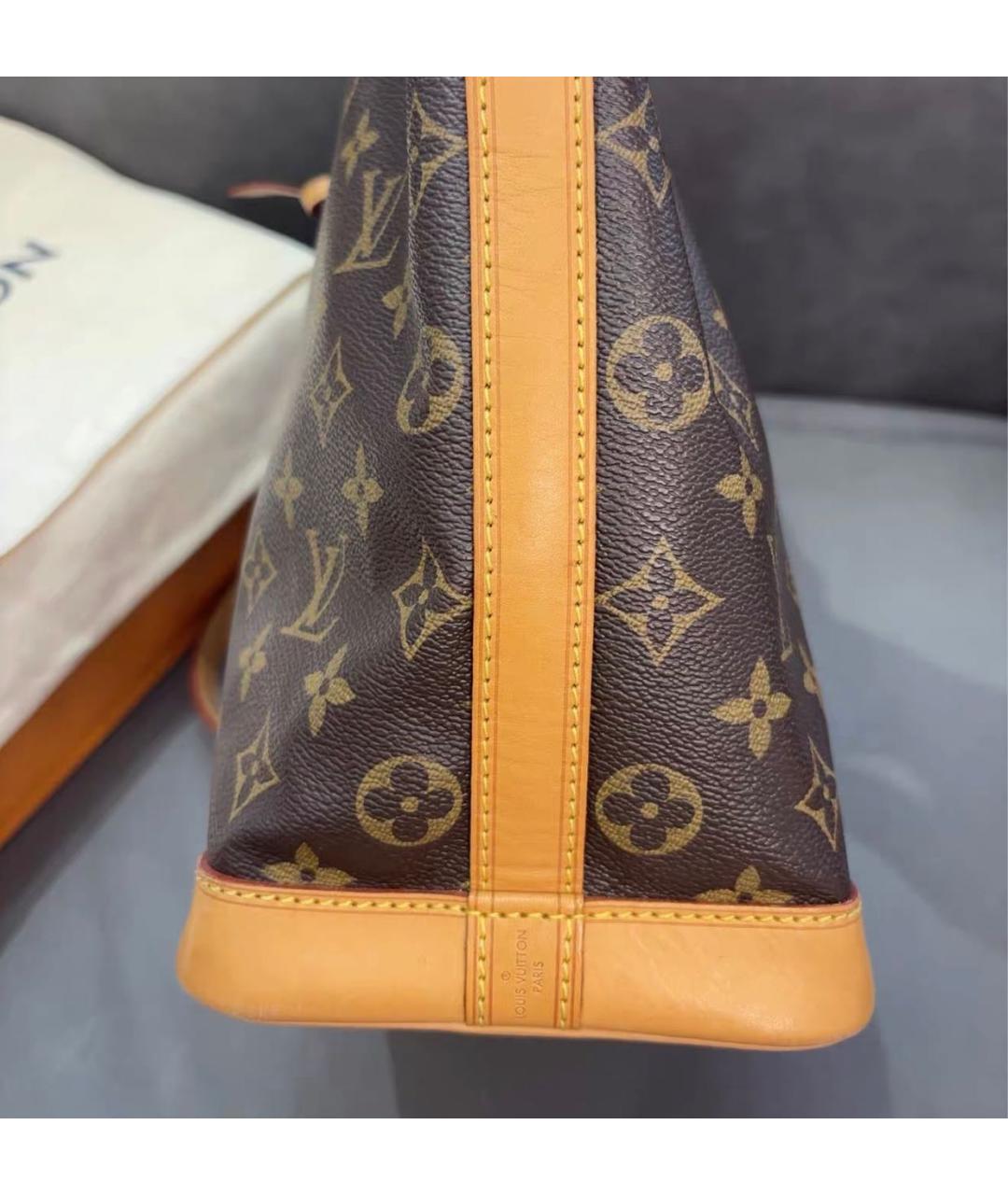 LOUIS VUITTON Коричневая кожаная сумка тоут, фото 6