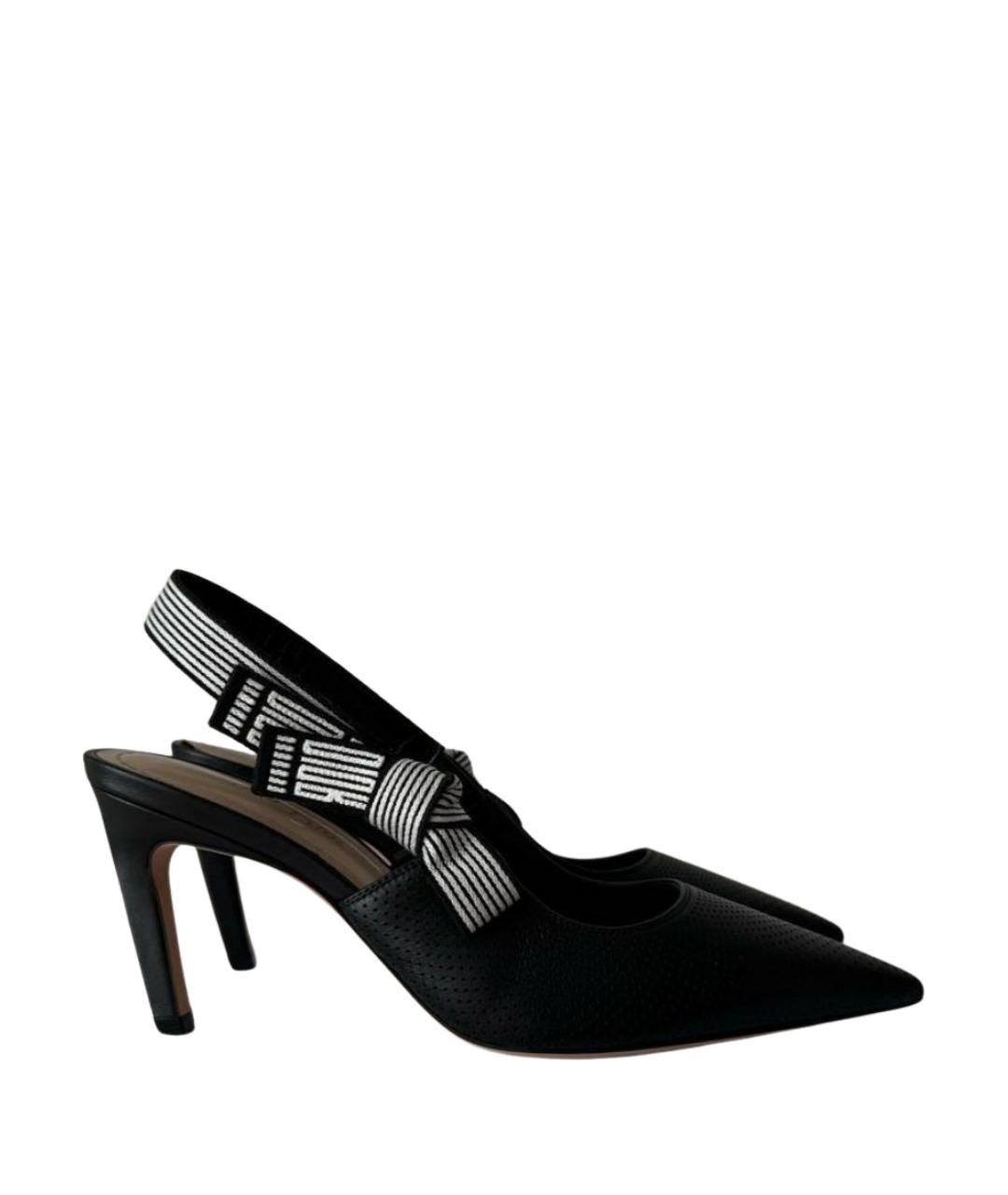 CHRISTIAN DIOR Черные кожаные лодочки на низком каблуке, фото 1