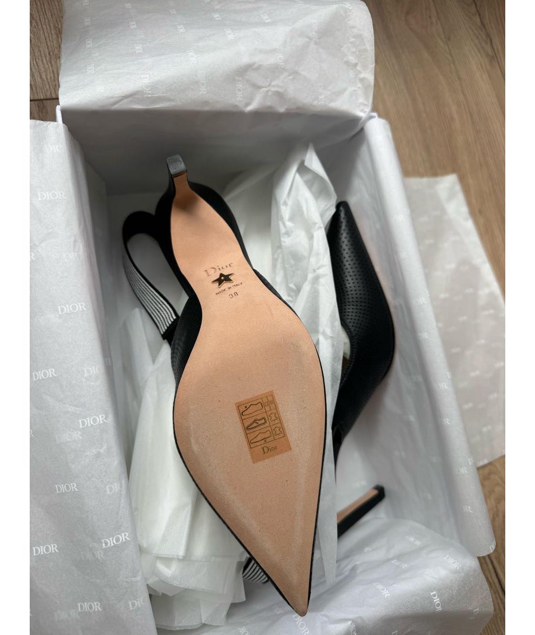CHRISTIAN DIOR Черные кожаные лодочки на низком каблуке, фото 8