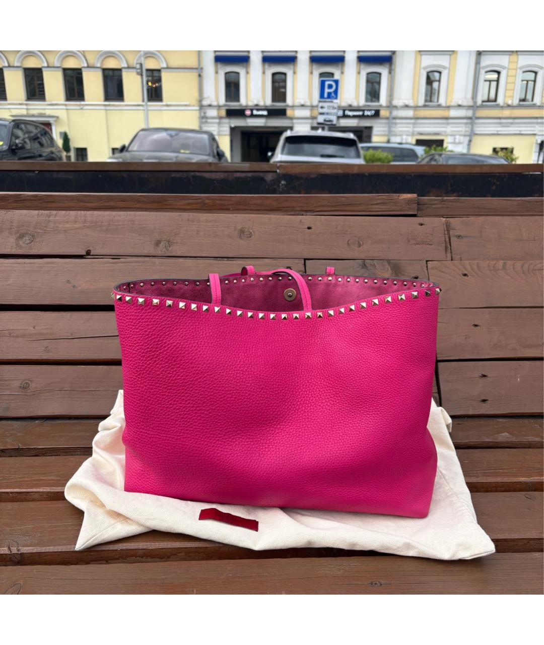 VALENTINO Розовая кожаная сумка тоут, фото 2