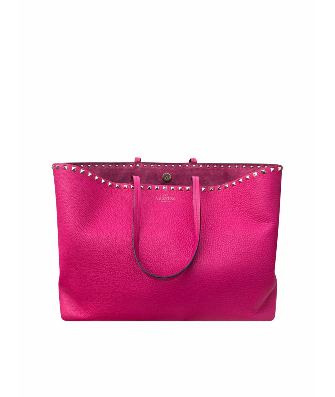 VALENTINO Розовая кожаная сумка тоут, фото 1