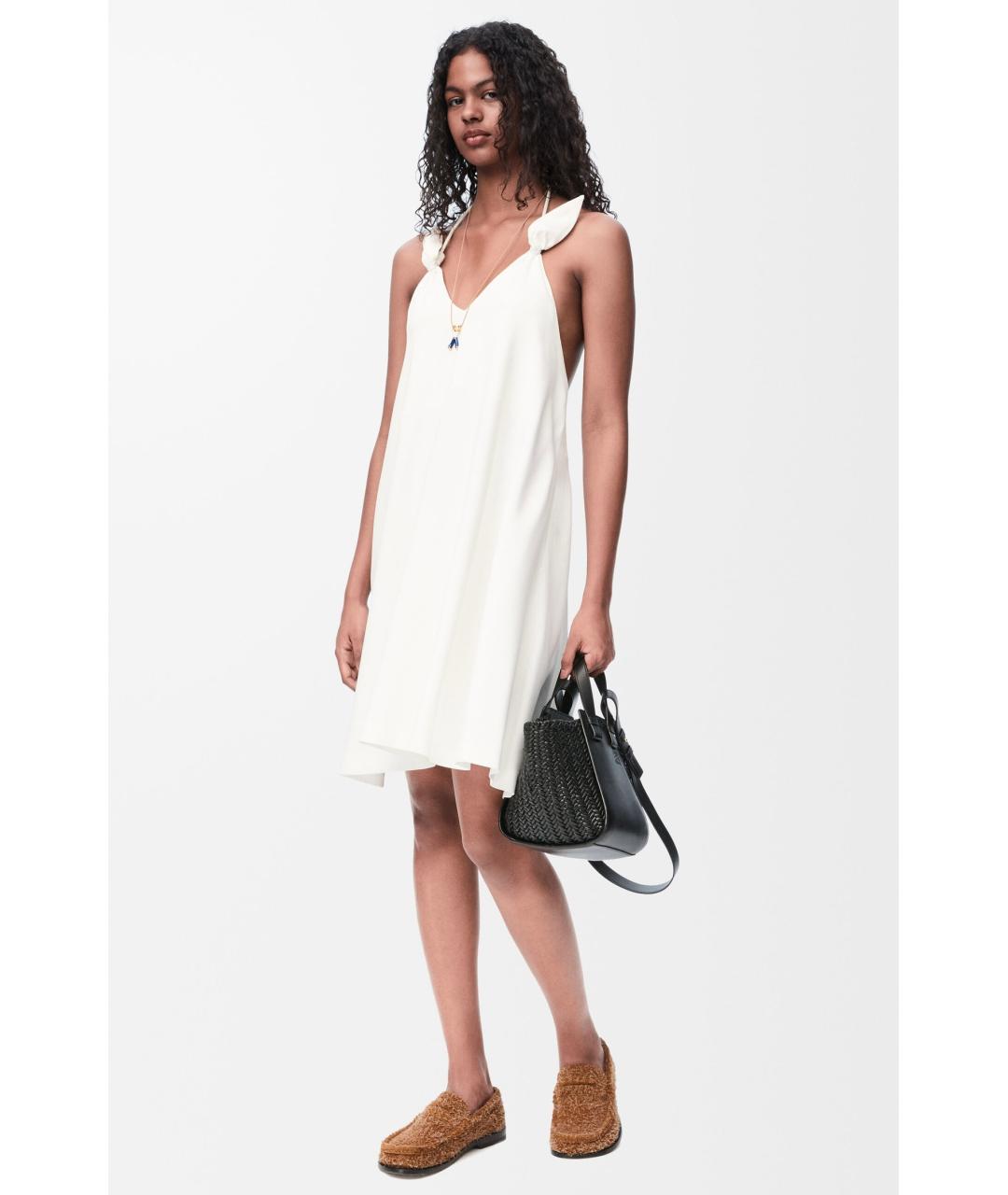 LOEWE Белое вискозное коктейльное платье, фото 8