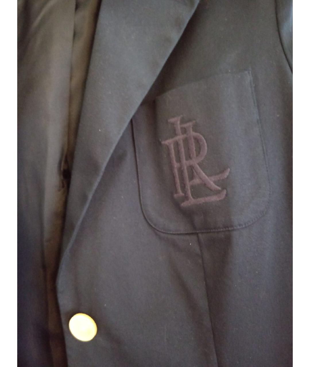 RALPH LAUREN Синий хлопко-эластановый жакет/пиджак, фото 4