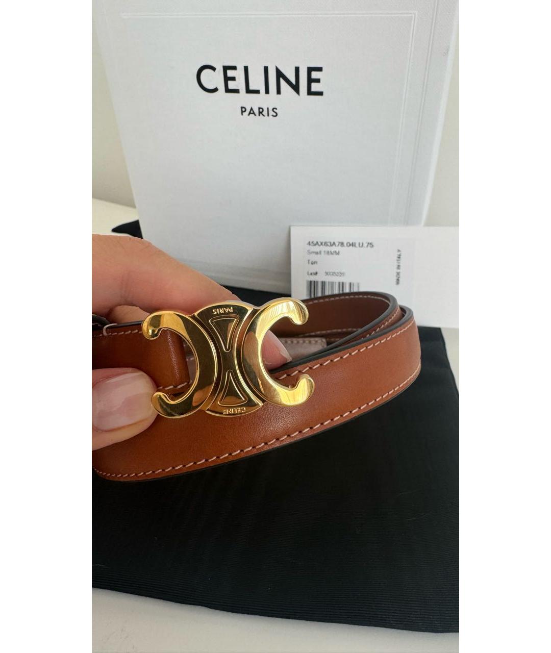 CELINE Коричневый кожаный ремень, фото 5
