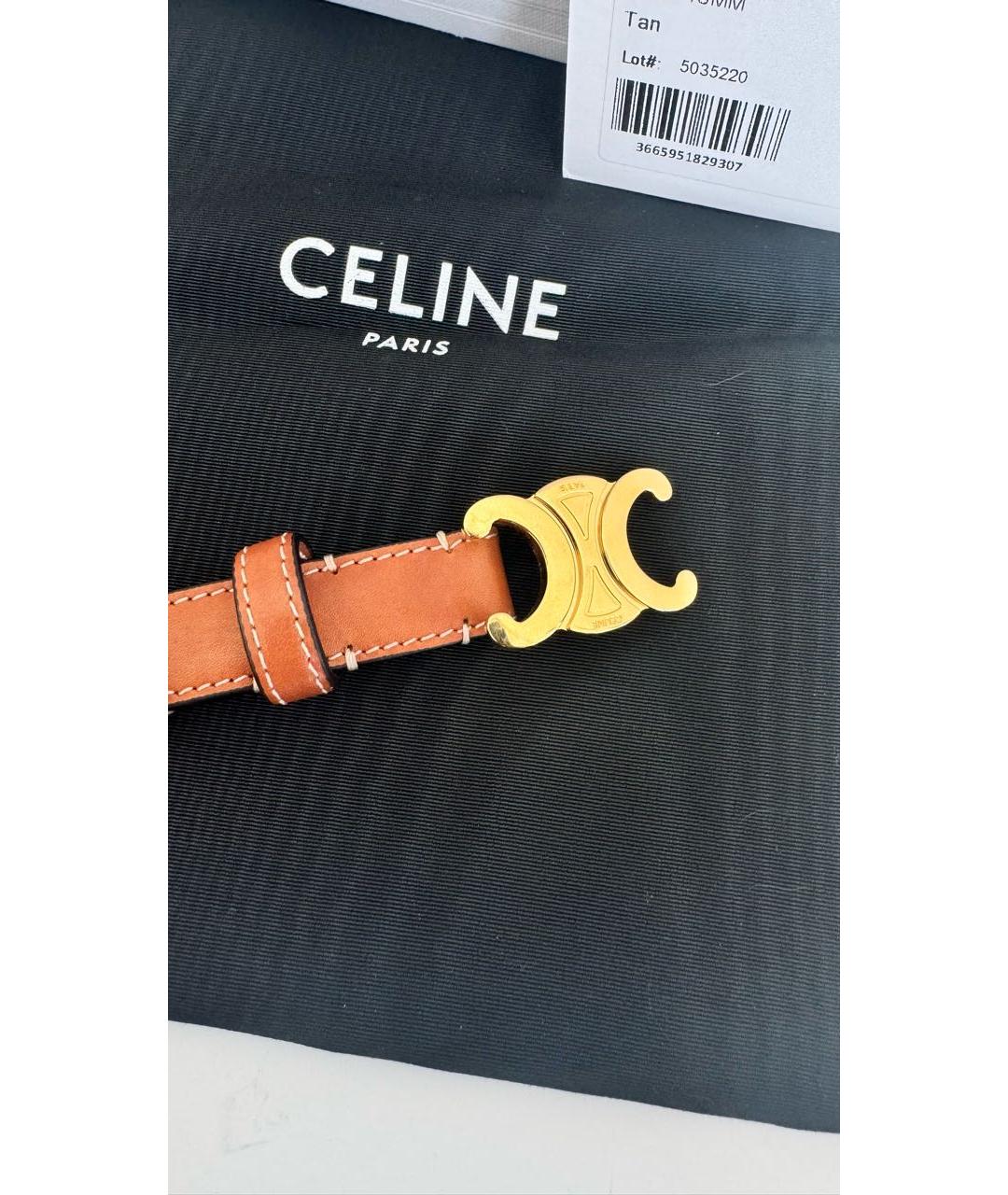CELINE Коричневый кожаный ремень, фото 2