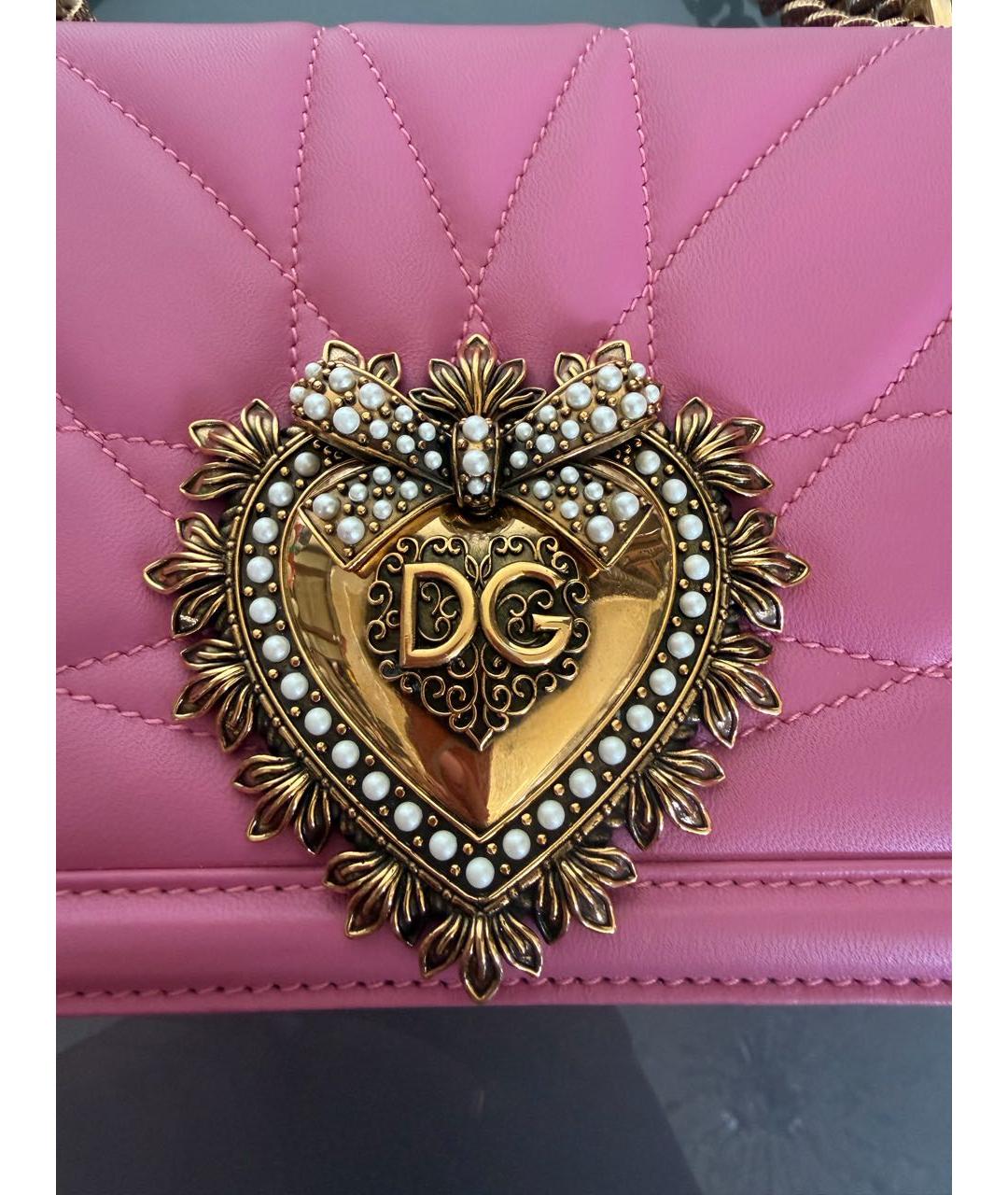 DOLCE&GABBANA Розовая кожаная сумка через плечо, фото 8