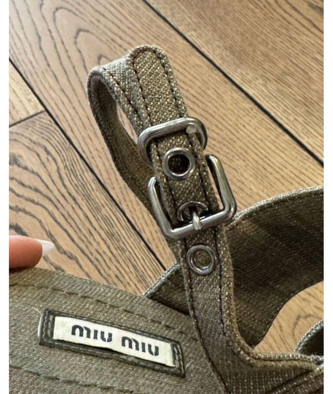 MIU MIU Хаки босоножки, фото 5