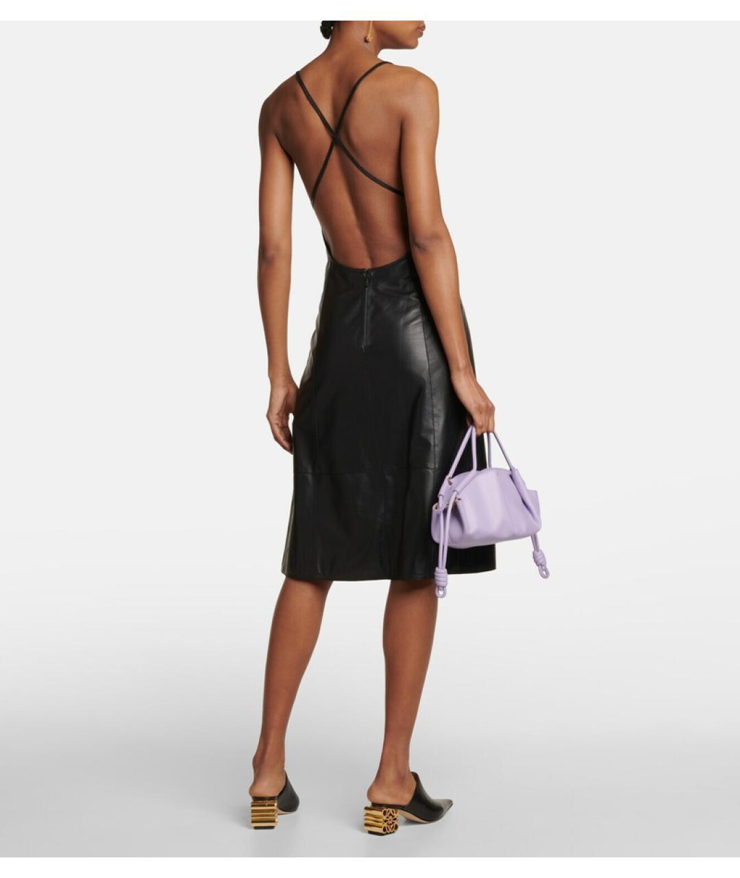 LOEWE Черное кожаное коктейльное платье, фото 3