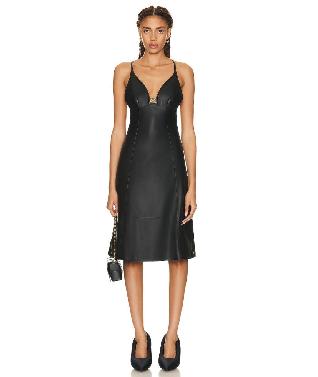 LOEWE Черное кожаное коктейльное платье, фото 4