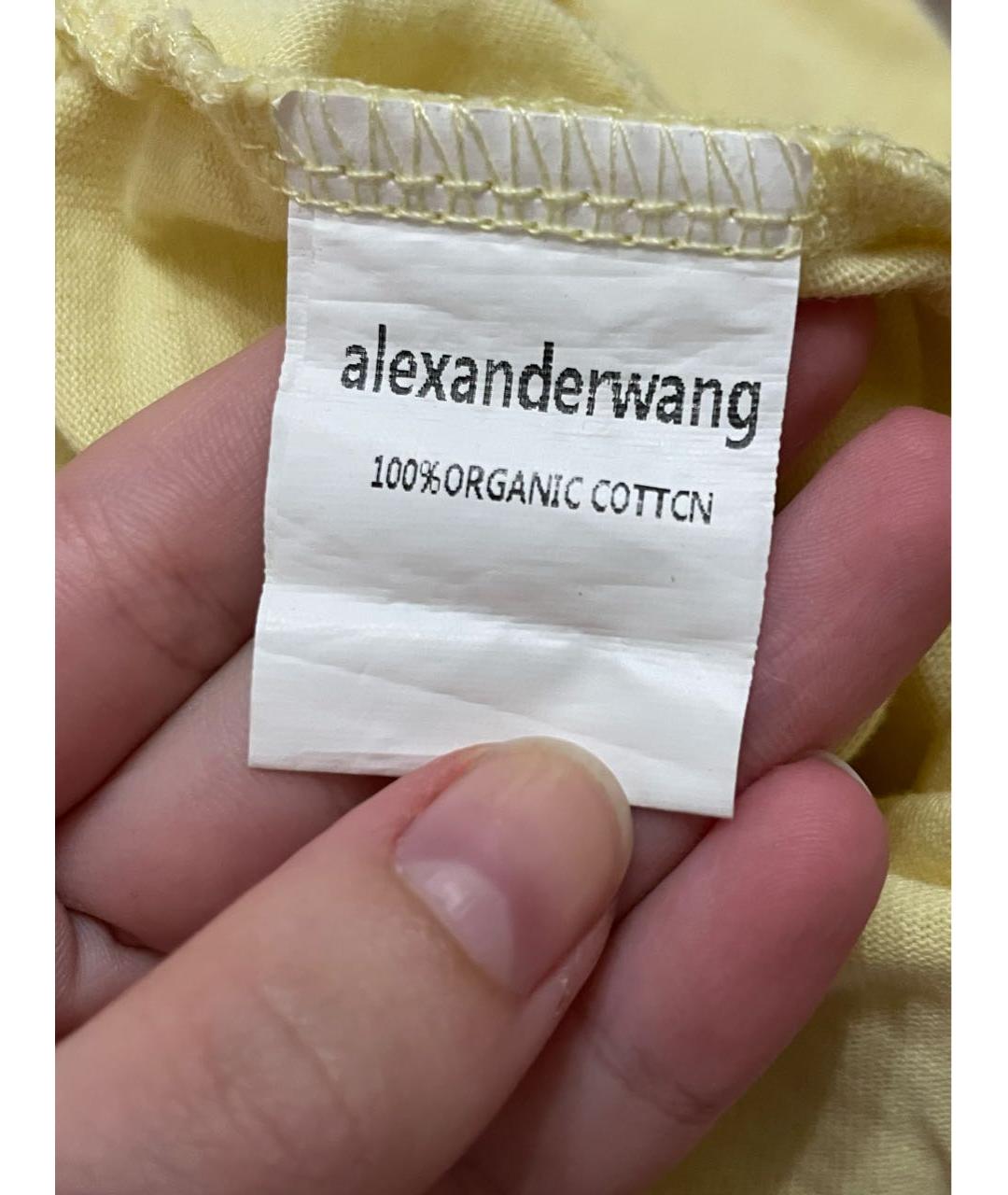 ALEXANDER WANG Желтая хлопковая футболка, фото 3